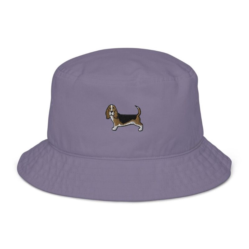Basset Hound Dog Patterned Bucket Hat Purple