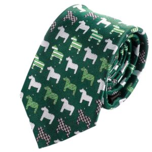 Horse Patterned Tie Green