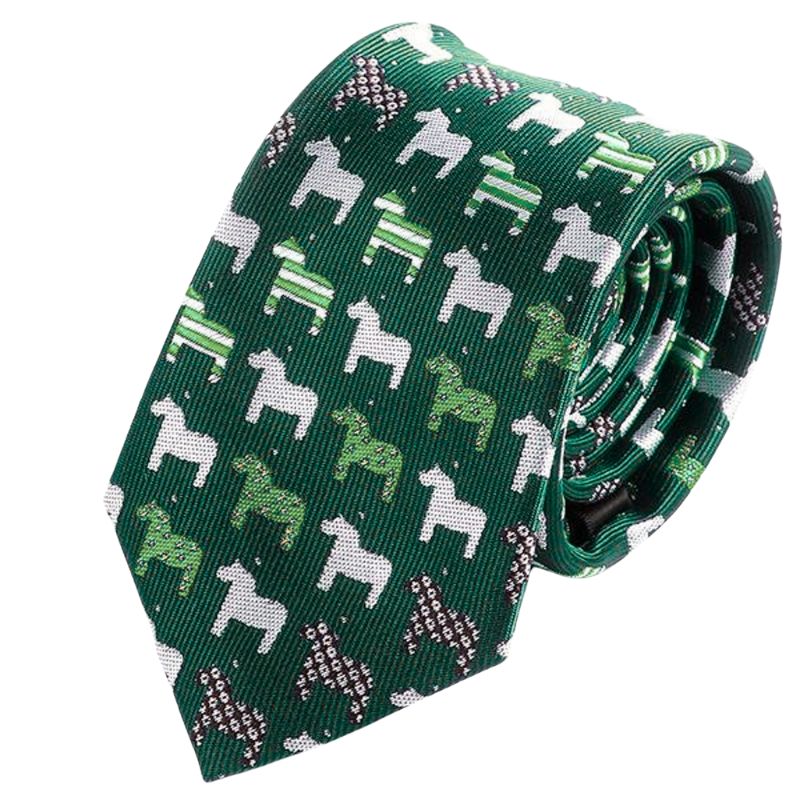 Horse Patterned Tie Green