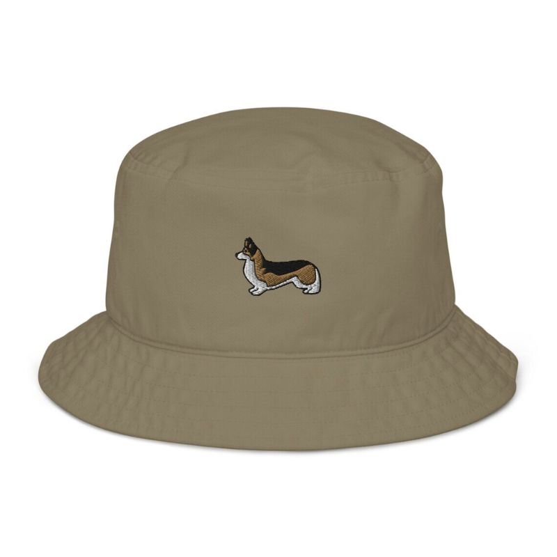 Pembroke Welsh Corgi Dog Patterned Bucket Hat Brown