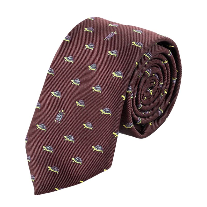 Turtle Patterned Tie Brown